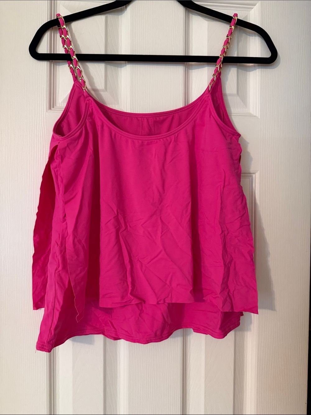 Pink Chain-Accent Swim Top
